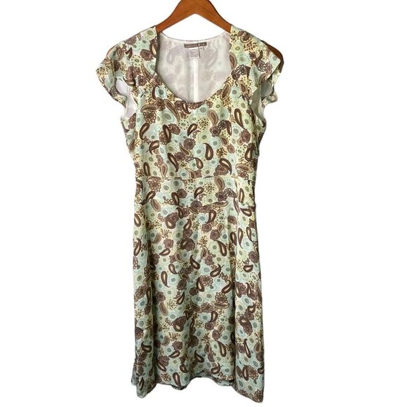 Anthropologie Dresses & Skirts - Anthropologie Isabella Bird 100% Silk Paisley Print Short Cutout Sleeve Dress